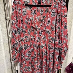 Torrid Red and Black Floral Blouse